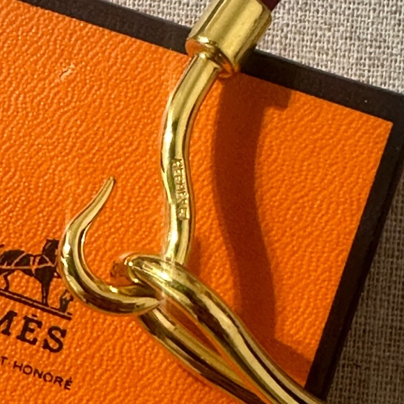Hermes Hook Red Braided Leather Bracelet - Picture 2 of 5